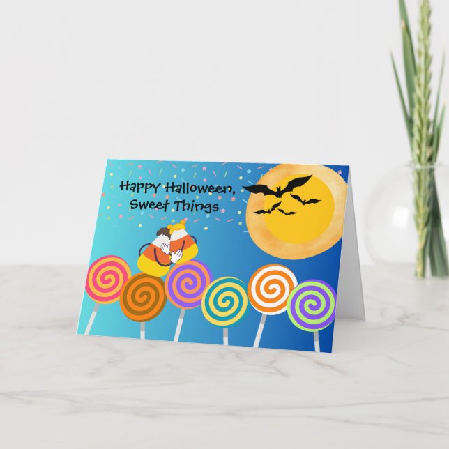 Newlyweds Halloween with Candy Corn Couple Card (Front)