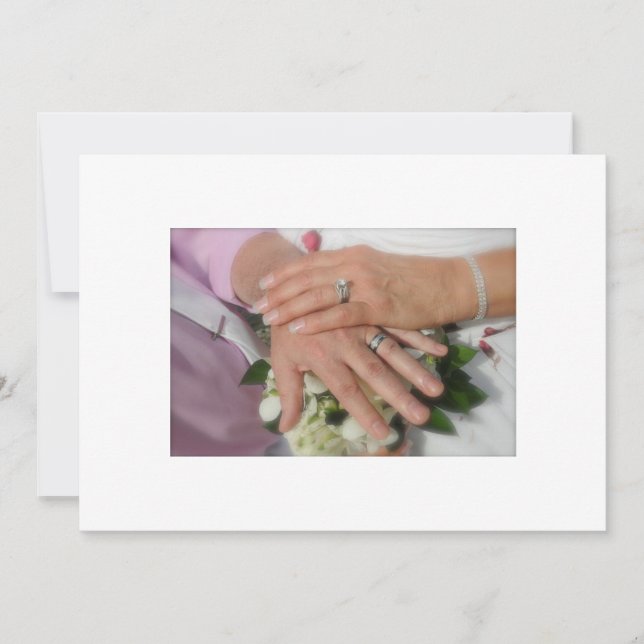 NEWLYWEDS HOLDING HANDS/RINGS INVITATION (Front)