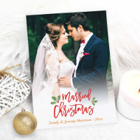 Newlyweds Just Married First Christmas Photo