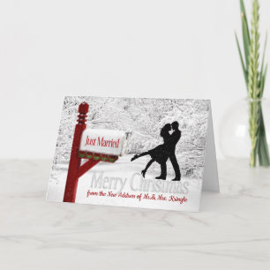 Newlyweds Just Married New Address Christmas Holiday Card