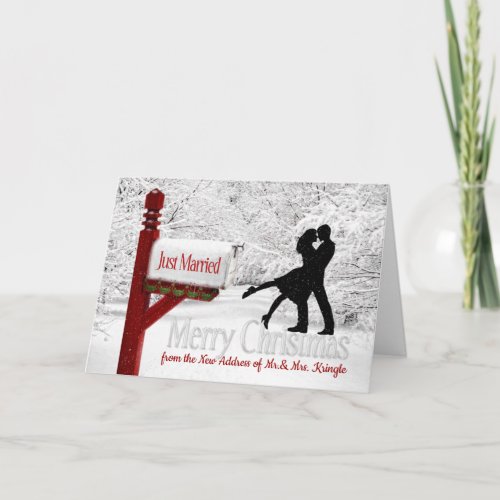 Newlyweds Just Married New Address Christmas Holiday Card