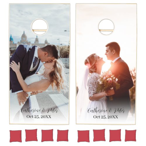 Newlyweds Lovely Memory Photo Wedding Day Cornhole Cornhole Set