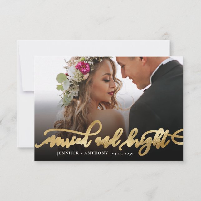 Newlyweds Married and Bright Photo Christmas Card (Front)