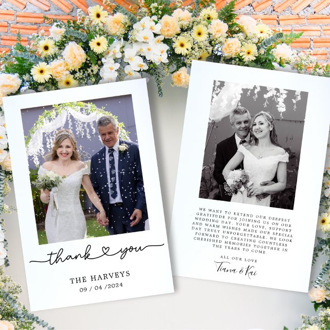 Newlyweds Minimalist Simple Typography Wedding  Thank You Card (Creator Uploaded)