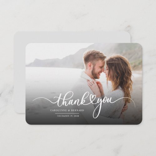 Newlyweds Modern Couple Photo Thank You Card