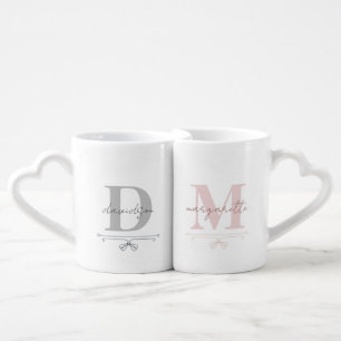 Newlyweds Modern Elegant Customized Name Couple Coffee Mug Set