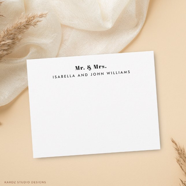 Newlyweds Modern Minimal Couple Note Card (Card shown in 4.25 x 5.5 inches. Choose size, paper, and corner style.)