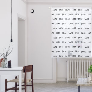 Newlyweds monograms minimal script modern sheer curtains