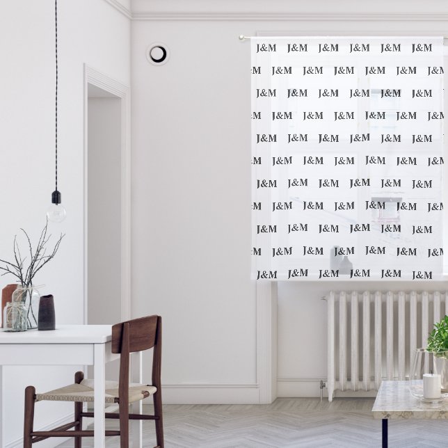 Newlyweds monograms minimal script modern sheer curtains (Living Room)