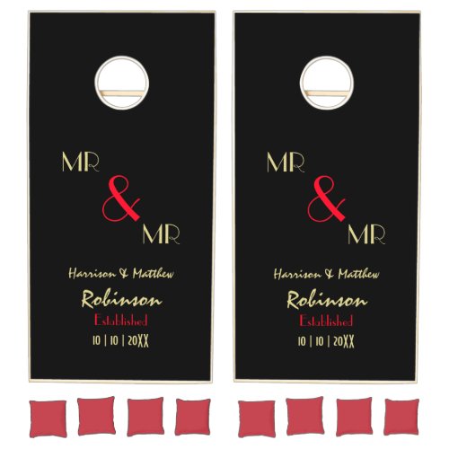 Newlyweds Mr and Mr Personalized Wedding Gift Cornhole Set