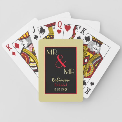 Newlyweds Mr and Mr Personalized Wedding Gift Playing Cards