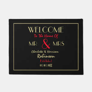 Newlyweds Mr and Mrs Personalized Wedding Gift Doormat