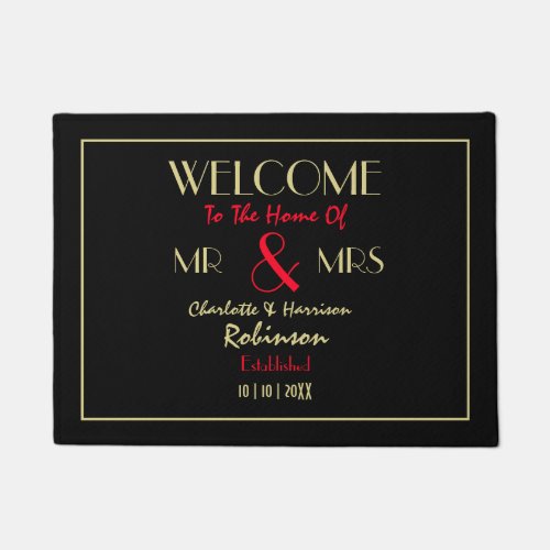 Newlyweds Mr and Mrs Personalized Wedding Gift Doormat