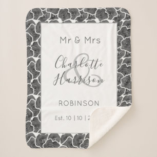 Newlyweds Mr and Mrs Personalized Wedding Gift Sherpa Blanket