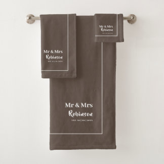 Newlyweds Mr & Mrs Personalized Bath Towel Set