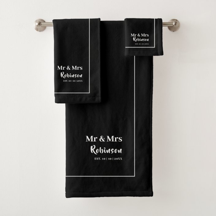 Newlyweds Mr & Mrs Personalized Large Bath Towel Set Zazzle