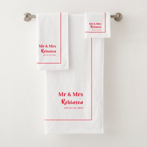 Newlyweds Mr  Mrs Personalized Large Bath Towel Set