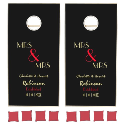 Newlyweds Mrs and Mrs Personalized Wedding Gift Cornhole Set