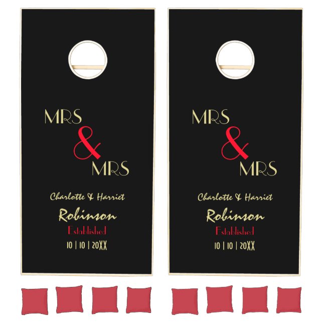 Newlyweds Mrs and Mrs Personalized Wedding Gift Cornhole Set (Set)