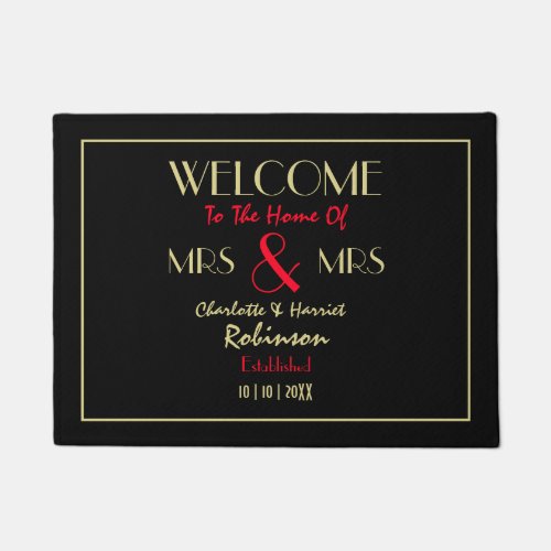 Newlyweds Mrs and Mrs Personalized Wedding Gift Doormat