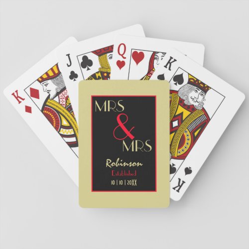 Newlyweds Mrs and Mrs Personalized Wedding Gift Playing Cards