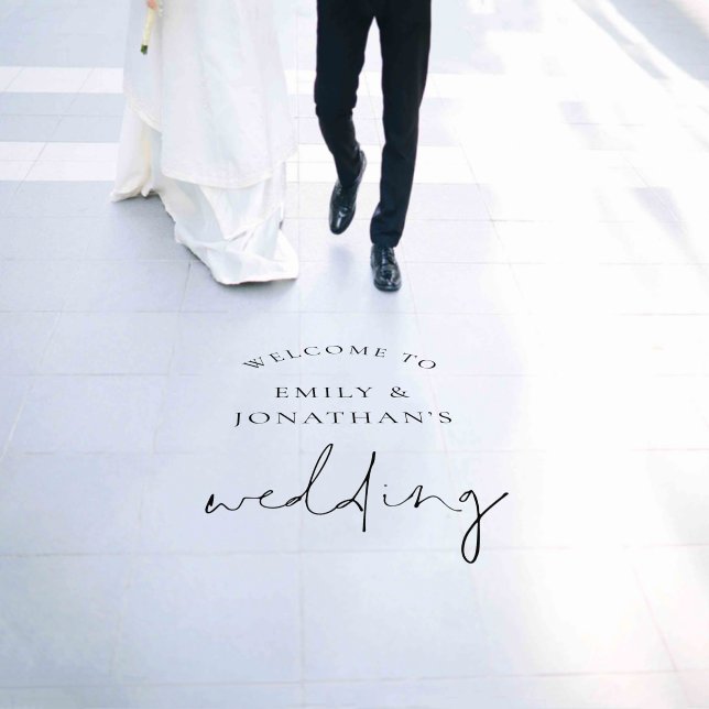 Newlyweds Names Script Welcome Wedding Floor Decals (Wedding)