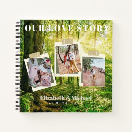 Newlyweds Our Love Story PHOTO Collage Custom Notebook