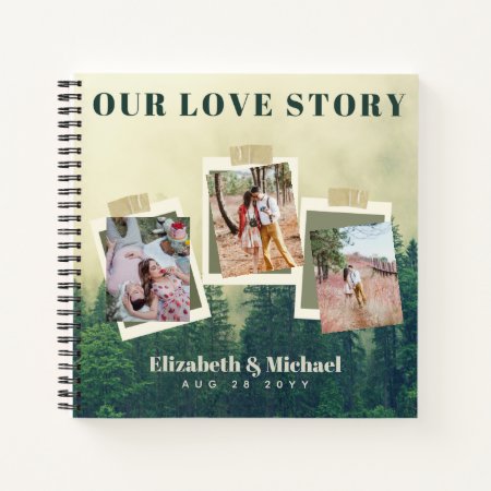 Newlyweds Our Love Story PHOTO Collage Custom Notebook