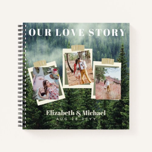 Newlyweds Our Love Story PHOTO Collage Custom Notebook