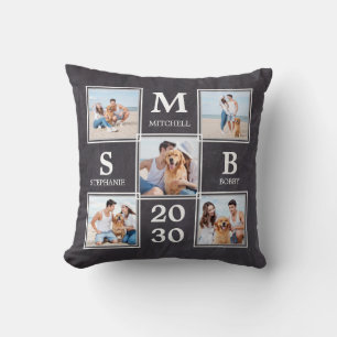 Newlyweds Personalized Wedding Photo Collage Throw Pillow