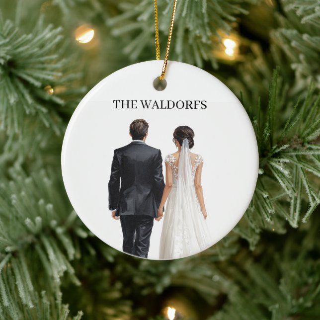 Newlyweds Photo Christmas Ornament  (Tree)