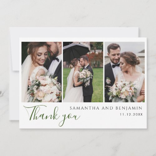 Newlyweds Photo Collage Wedding Thank You Card