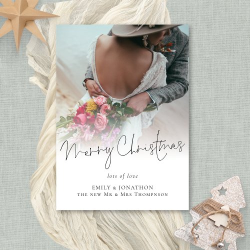 Newlyweds Photo Overlay Merry Christmas Holiday Card