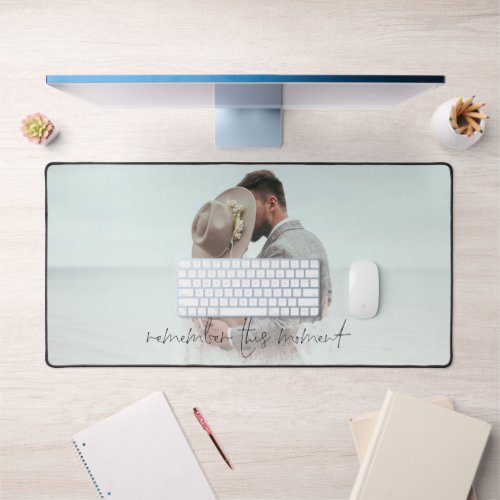 Newlyweds Photo Overlay Remember This Moment Desk Mat