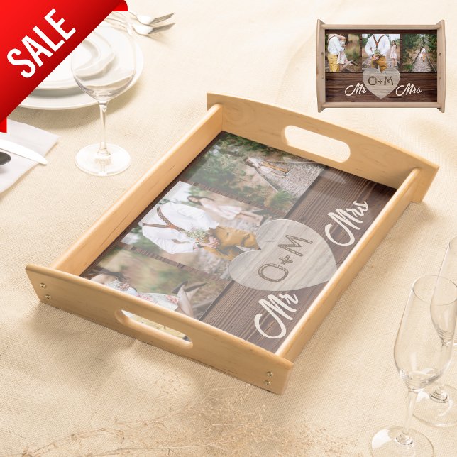 Newlyweds Photos Welcome New Home Mr Mrs Rustic Serving Tray (Creator Uploaded)