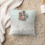 Newlyweds Remember This Moment Photo Overlay  Throw Pillow<br><div class="desc">Newlyweds Remember This Moment Photo Overlay. A romantic quote in an elegant set script. The same design is on the back. Simply replace the sample image with your own.</div>