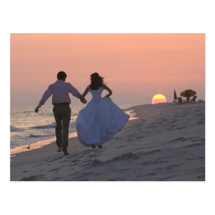 Newlyweds Running into the Sunset, the Future Postcards