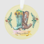 Newlyweds Rustic Wedding Cowboy Boots Watercolor  Ornament at Zazzle