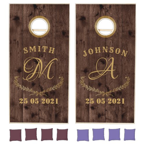 Newlyweds Rustic Wood Cornhole Set