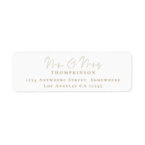 Newlyweds Script Mr Mrs Gold Return Name Address Label