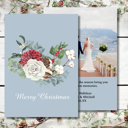 Newlyweds seasons greetings photo holiday cards
