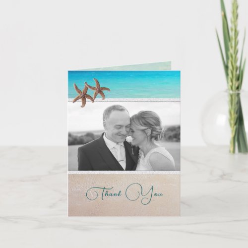 Newlyweds Starfish Photo Thank You Folded Cards