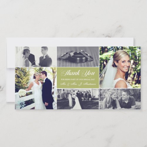 Newlyweds Thank You Photo Card Moss Green