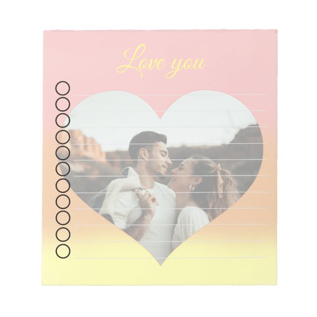 Newlyweds To DO list Romantic Photo Notepad (Front)