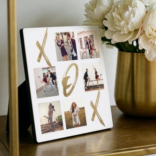 Newlyweds Valentine X O Hugs Kisses Photo Collage Plaque (Newlyweds Valentine X O Hugs Kisses Photo Collage Plaque)