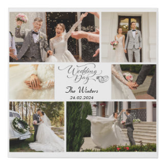 Newlyweds  Wedding Collage Faux Canvas Print