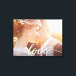 Newlyweds Wedding Custom Photo Love script  Canvas Print<br><div class="desc">Celebrate the love between you and your partner with our Newlyweds Wedding Custom Photo Love Script Canvas Print. This beautiful canvas allows you to customize it with your favorite wedding photo, capturing the essence of your special day. The canvas features an elegant and trendy font, creating the word "Love" in...</div>