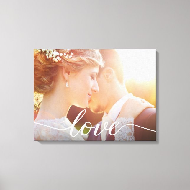 Newlyweds Wedding Custom Photo Love script  Canvas Print (Front)