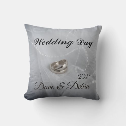 Newlyweds Wedding Day  Throw Pillow