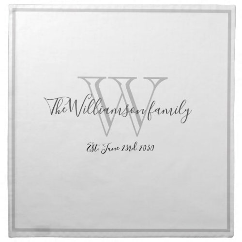 Newlyweds Wedding Gift Minimalist Monogram Script  Cloth Napkin